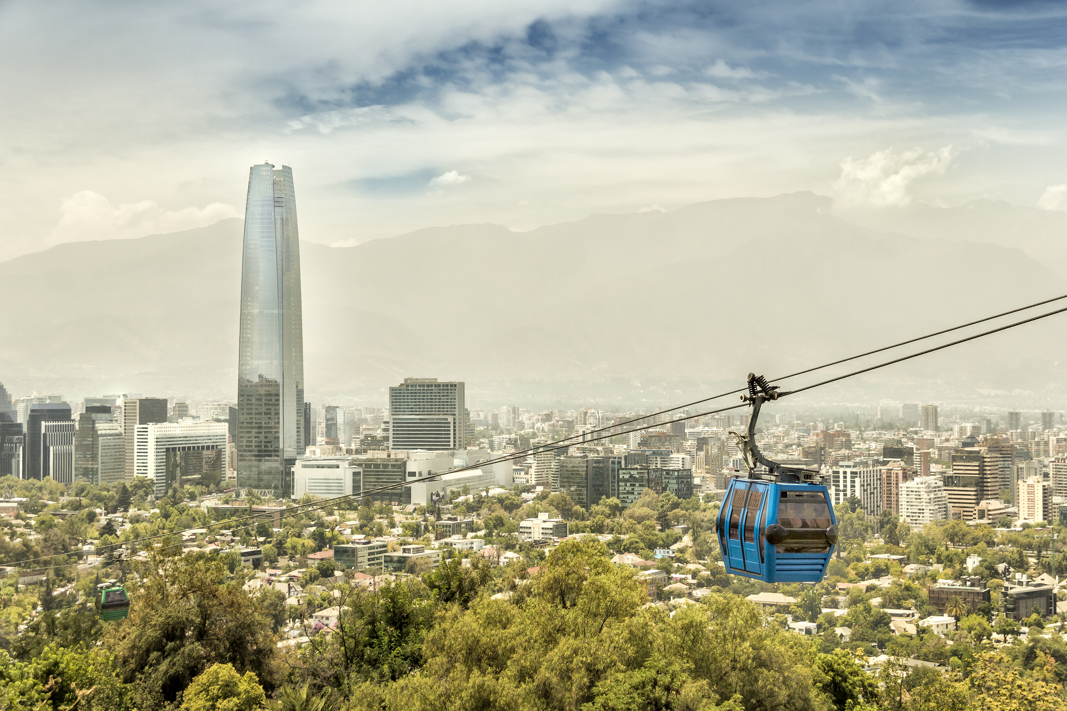View of the city of Santiago de Chile, from the San Cristobal hill.